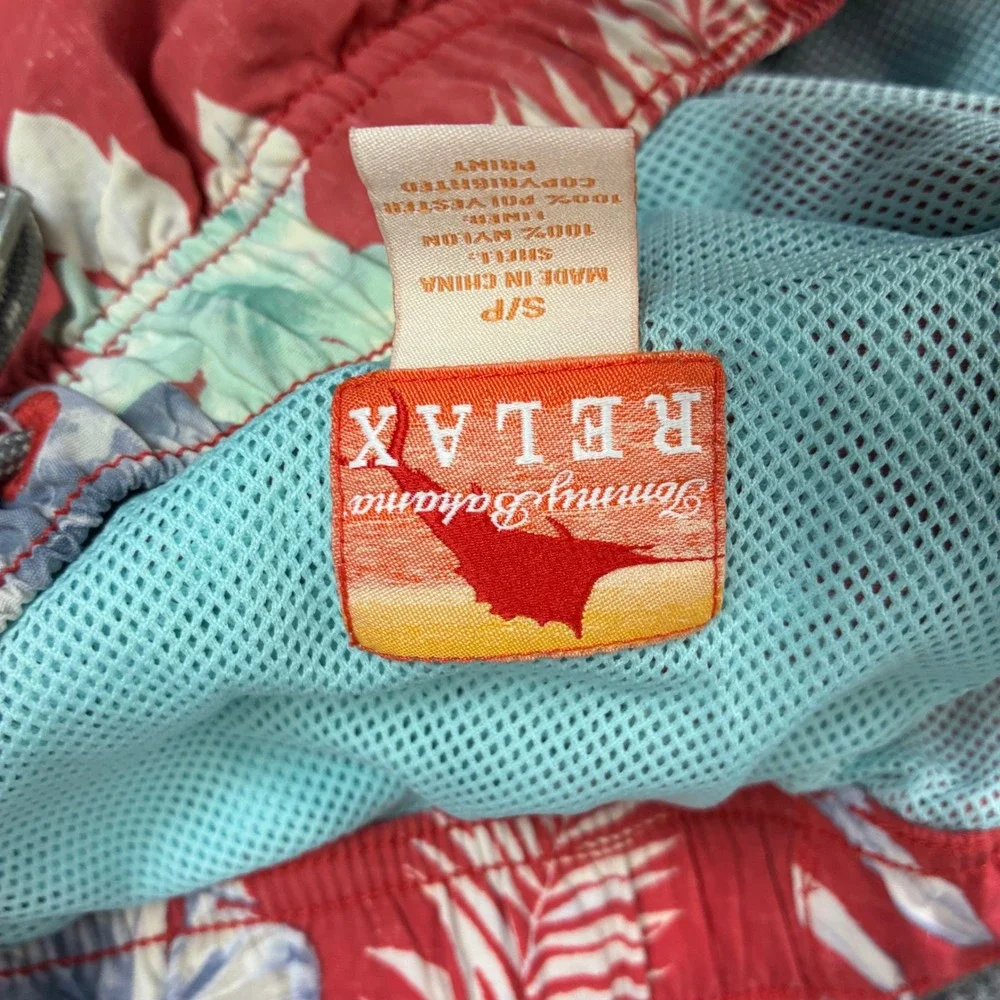 Tommy Bahama Relax Mens Red Tropical Floral Swim Trunks Shorts Small 1850